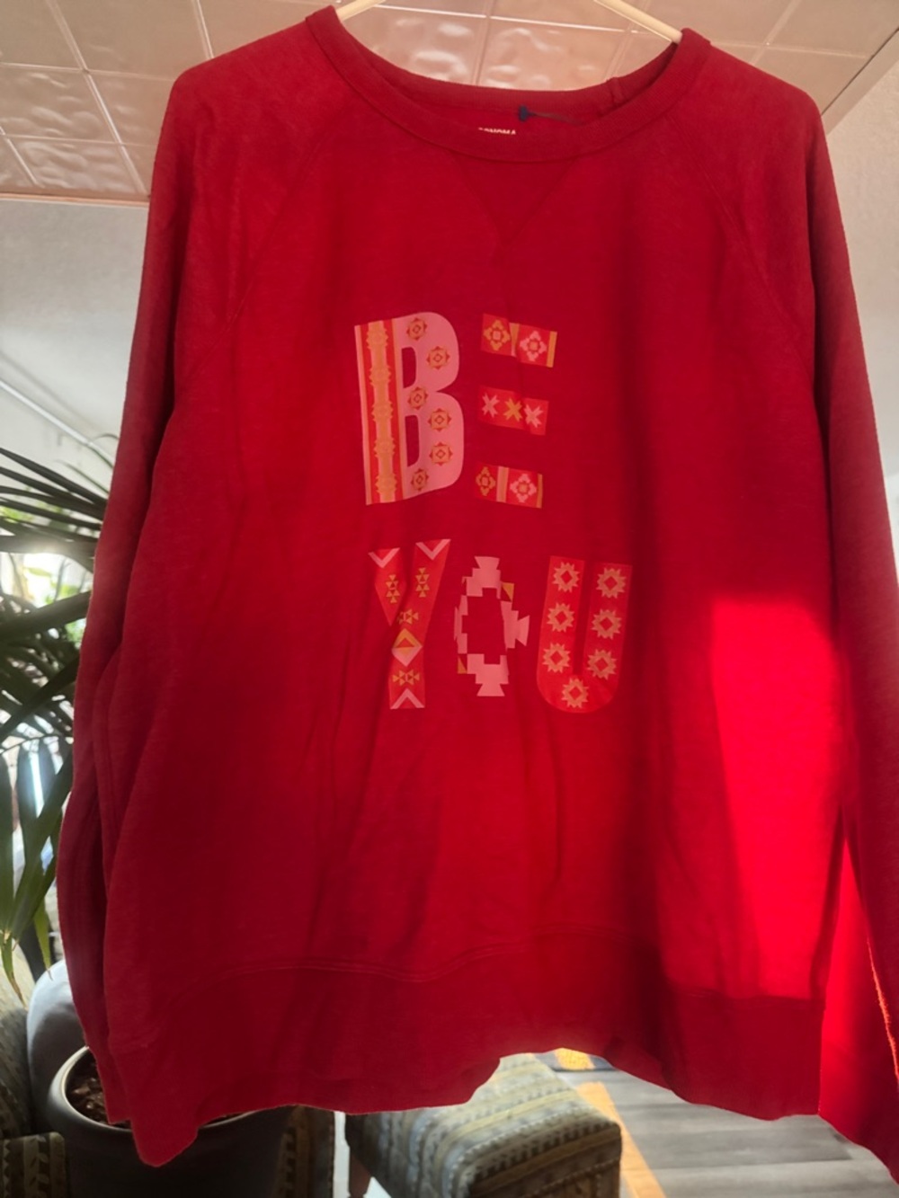Sonoma "Be You" Lightweight Sweatshirt - Red Southwestern Graphic - XL
